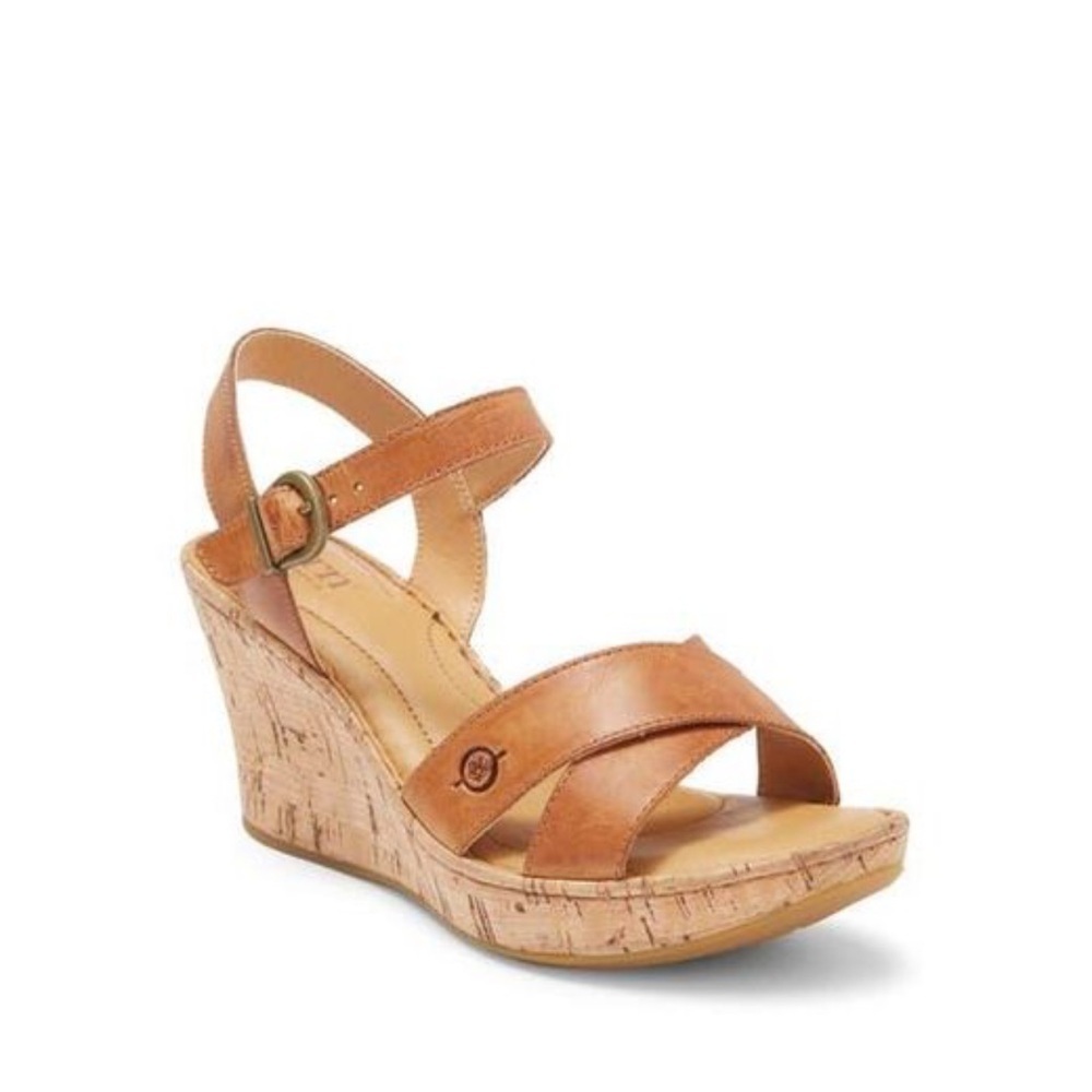 Born Brown Alaina Platform Wedge Sandal size 10nwot